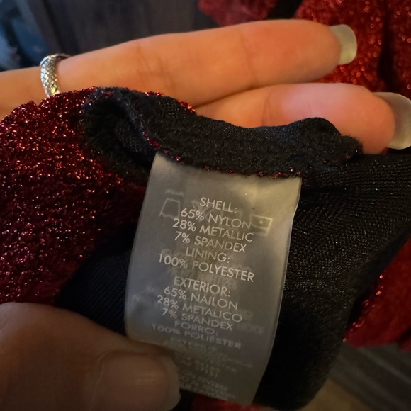 Calvin Klein Red Sparkly Metallic Holiday Midi Dress - Picture 6 of 7